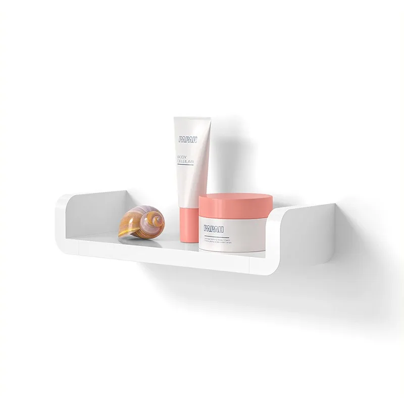 

White Storage Rack Shelf Bathroom Kitchen Seasoning Debris Rack Shower Rack Shampoo Bath Shower Rack Wall-Mounted Self-Adhesive
