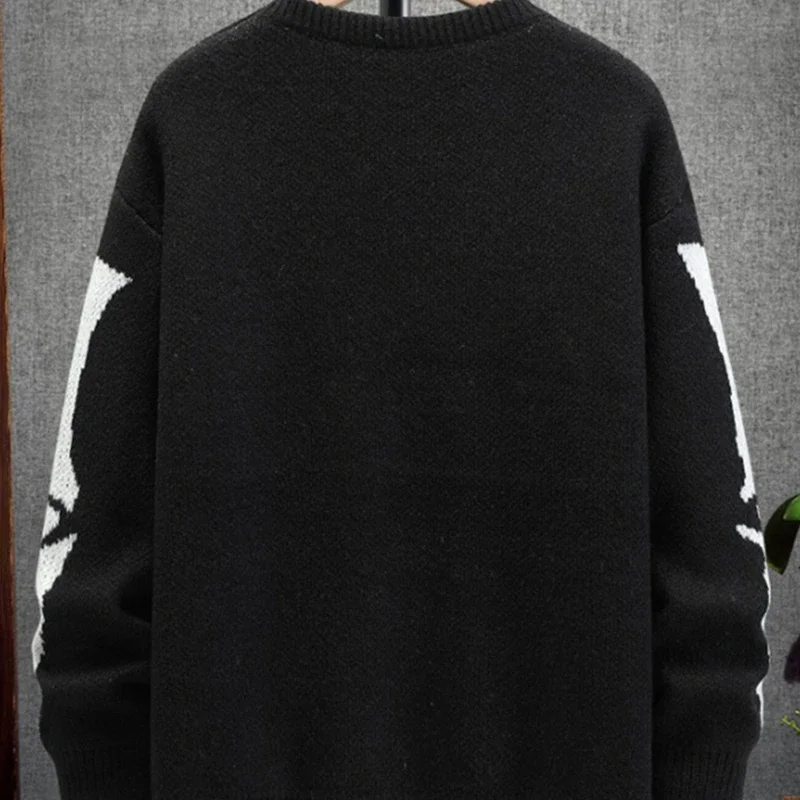 Женский свободный свитер на Хэллоуин с эстетическим черепом и жаккардовым