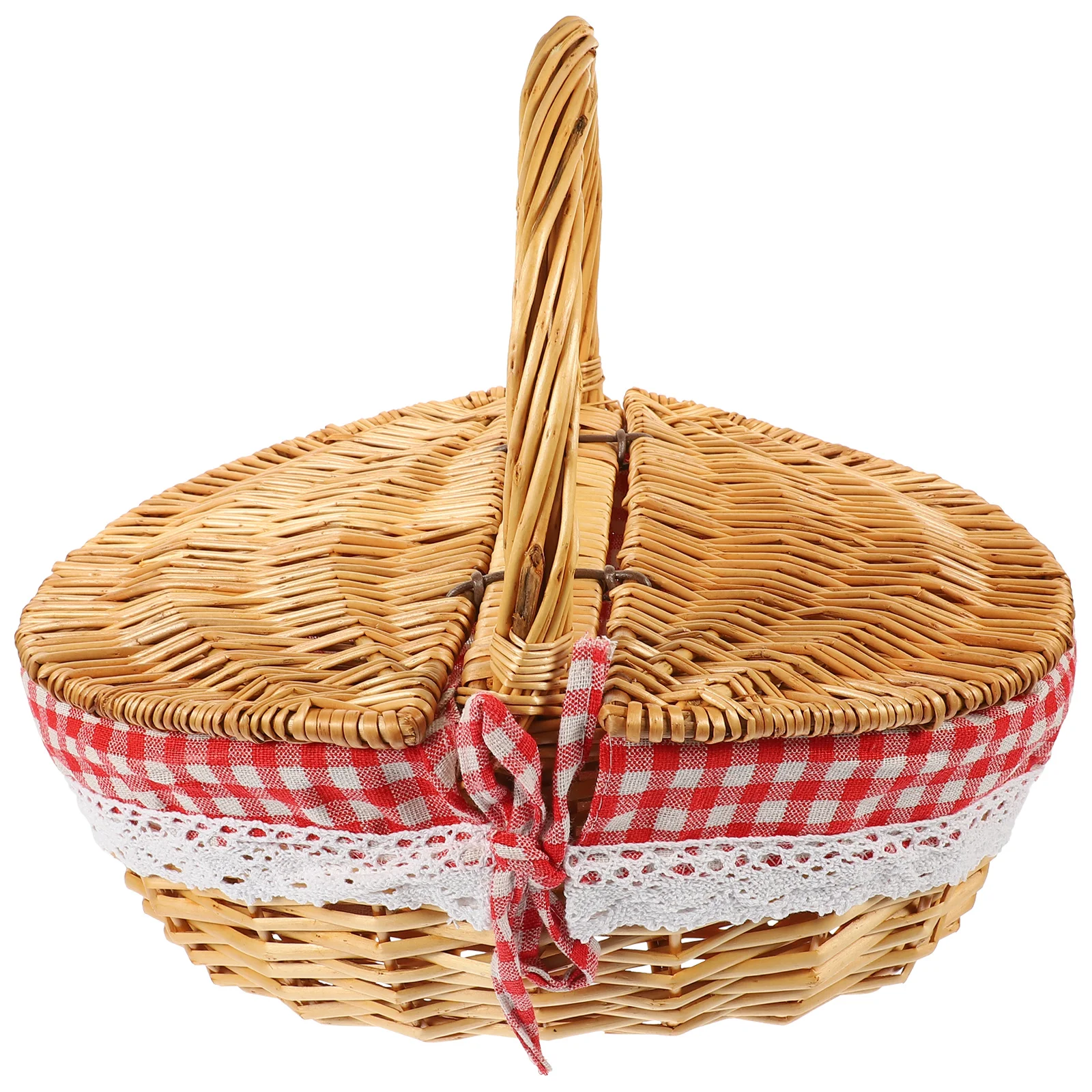

Picnic Basket Outdoor Clothing Handle Hand-woven Shopping Wicker Storage Household Fruit Container Kitchen Baskets Piquenique