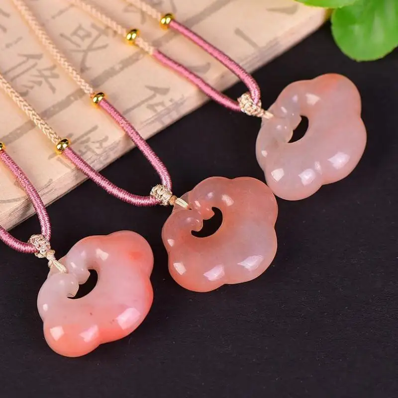 Ожерелье с замком из натурального нефрита и розового женское исцеляющее