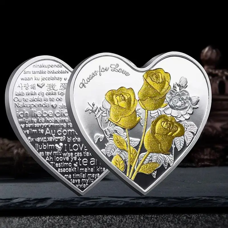 Памятная монета в форме сердца розы памятная коллекция монет I Love You