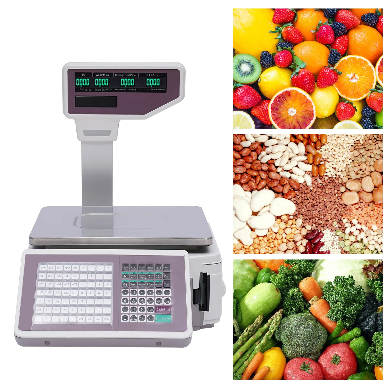 

Commercial Digital Price Computing Scale +Thermal Label Printer Supermarket 66LB Load Scale