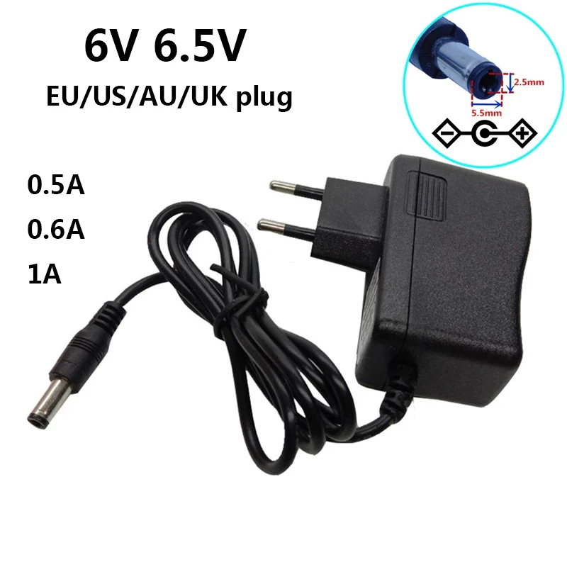 

6V 6.5V 500mA 0.5A 0.6A 1A 600MA Universal AC DC Power Supply Adapter Wall Conveter Adaptor Adaptador Transformer 5.5x2.5mm