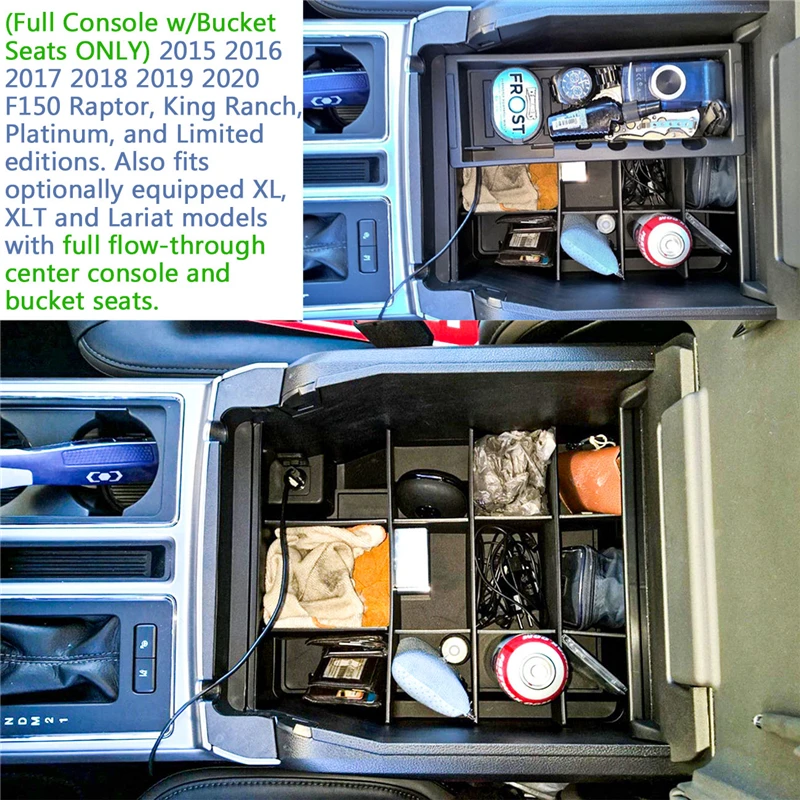 

For 2015-2020 Ford F-150 Armrest Storage Box Container Dividers For Ford F150 Stowing Tidying Dividers