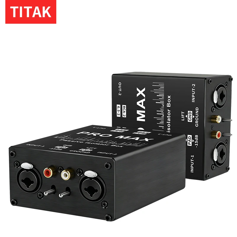 Фото Профессиональный аудиоизолятор-шумоподавитель DI Box 6.35 на XLR, стерео-удалитель шумов для прямых трансляций, гитарных звуковых карт №1