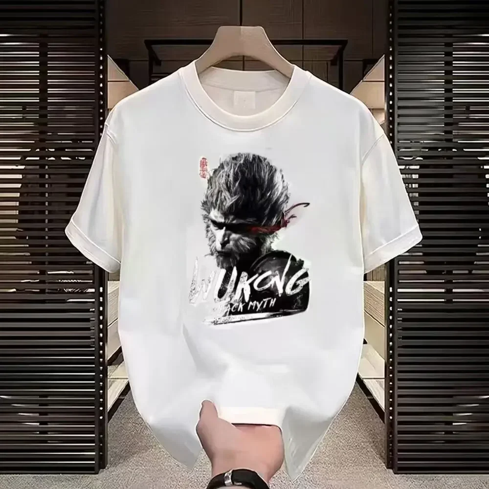 Новая мужская футболка Black Myth Wukong хлопковая Qitian Dasheng