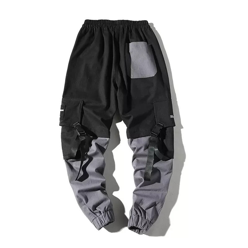 

2023NEW Harem Joggers Men Ribbons Pockets Casual Mens Cargo Pants Hip Hop Cotton Casual Ankle-length Men Trousers