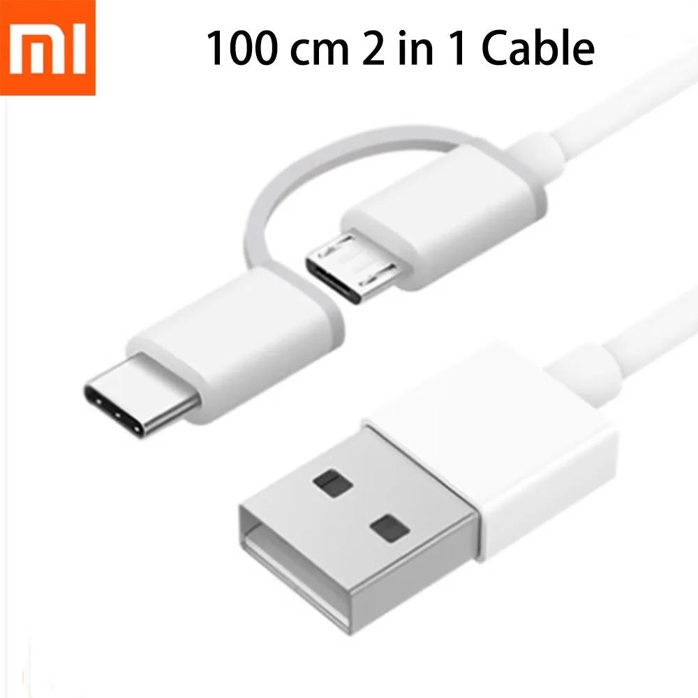 

Original Xiaomi 2 In 1 Cable Type C Micro USB Cable Quick Charge Sync Data Line 100cm For Mi CC9 9 Pro 9T 8 6 Redmi Note 7 8 Pro