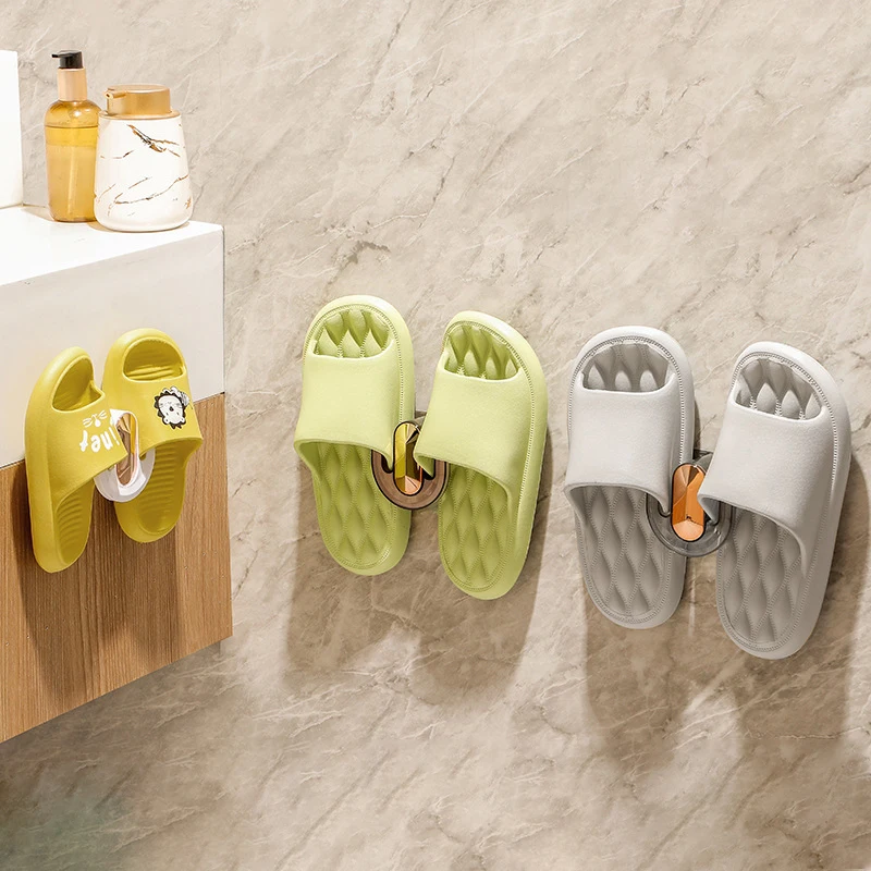 

Slippers Rack Shoe Shelf Hanger Holder Stand Hook Storage No Punching Bedroom Organizer For Room Bathroom Space-Saving Wall