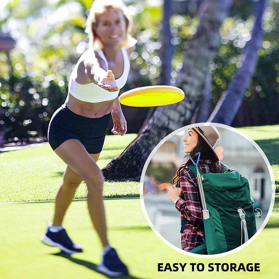 

Disc Golf Retriever Pole with 3 Hooks, Telescoping Disc Golf Accessories Tool Extendable Grabber 1.4Ft to 16Ft