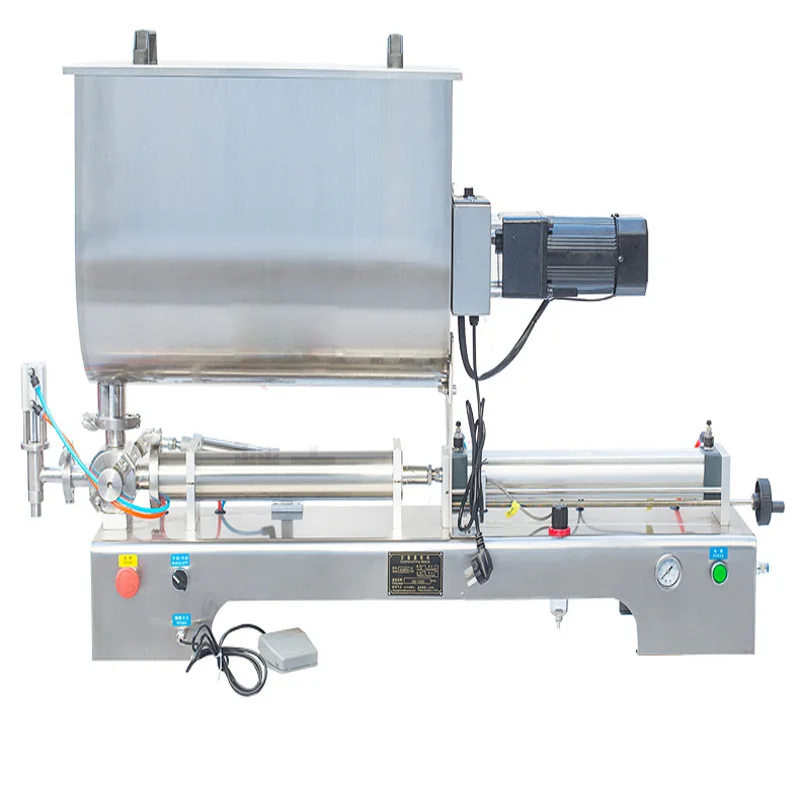 

10-100ML Liquid Filling Machine Horizontal Pneumatic filling machine With Stirring Function for chili paste sesame paste Filling