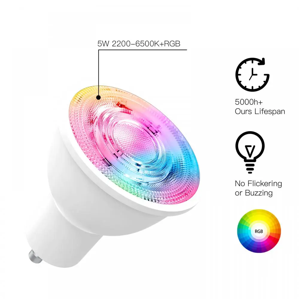 

Умные светодиодные лампы TUYA Zigbee, точесветильник светильник GU10 RGB + CCT с регулируемой яркостью, с управлением через приложение и Alexa Google Home