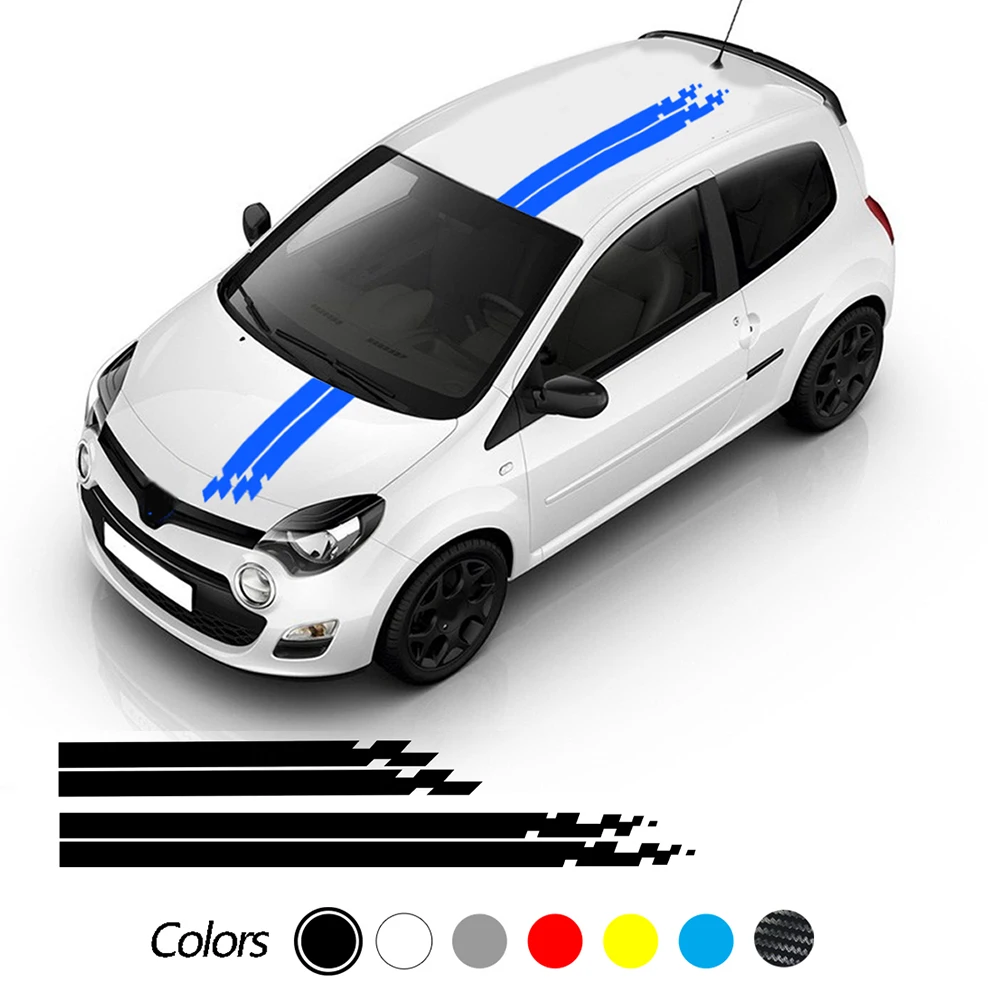 

Car Hood Roof Decor Stickers Auto Racing Sport Styling Stripes Body Vinyl Decals Accessories 4PCS For Renault Twingo Cliopcs