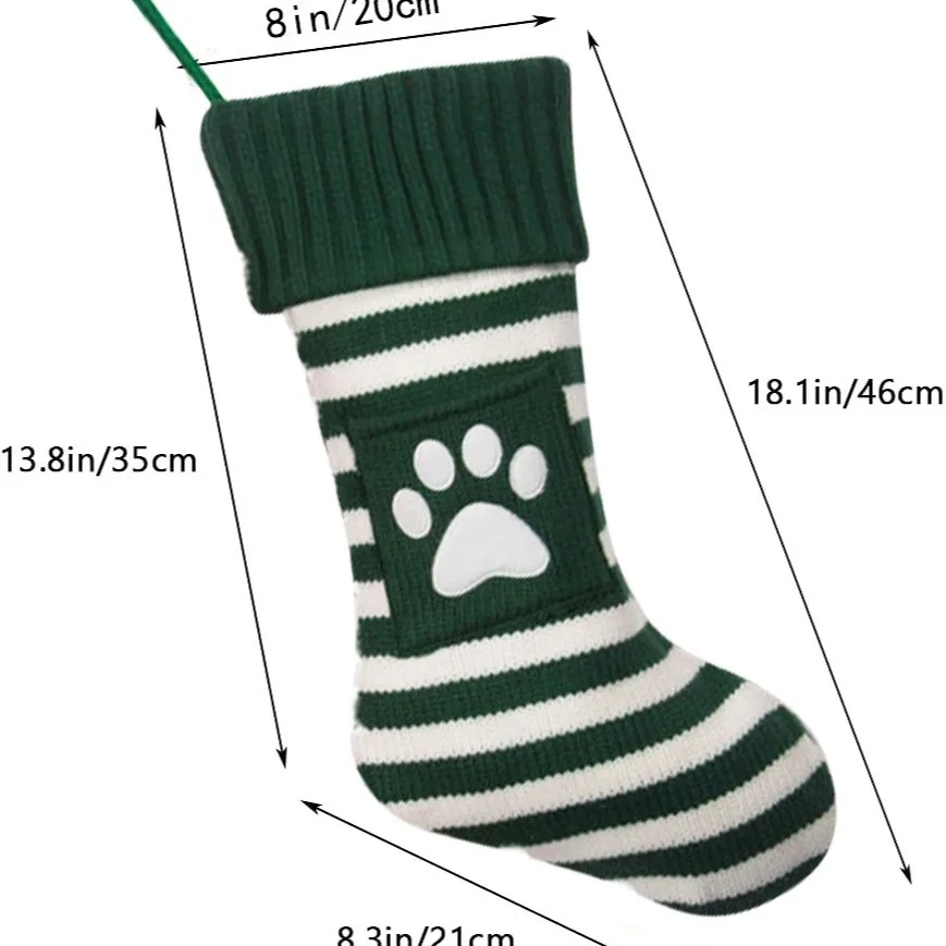 Новые рождественские носки красные зеленые вязаные чулки для собак и кошек