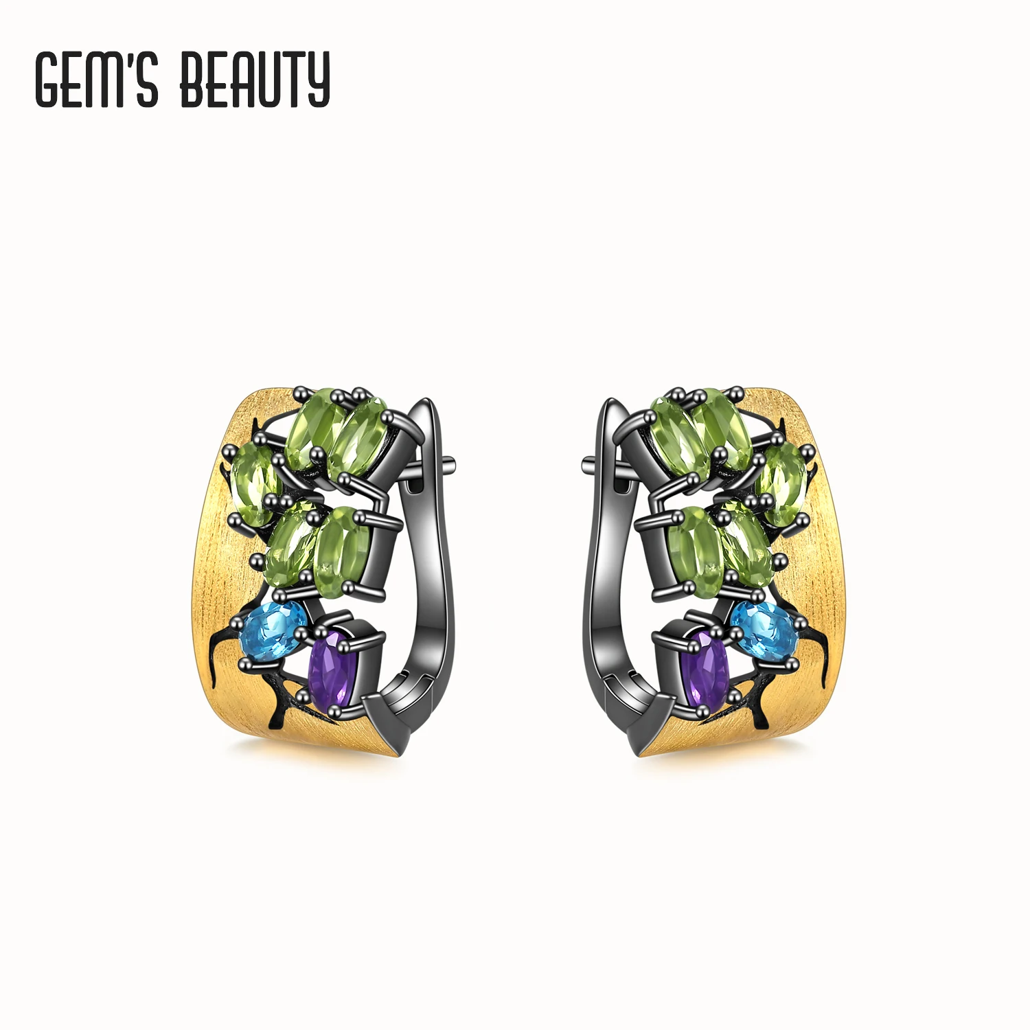 Gem's Beauty 2021 Trend Fashion New Stud Earrings For Women 925 Sterling Silver Topaz Female Earring Fashion Jewelry Accessories