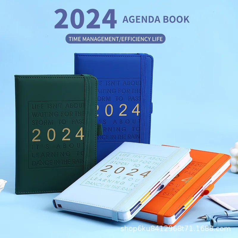 

2024 Planner Notebook Agenda A5 Diary Journal Notepad 365 Days Schedule Organizer Daily Weekly Planner Office School Supplies