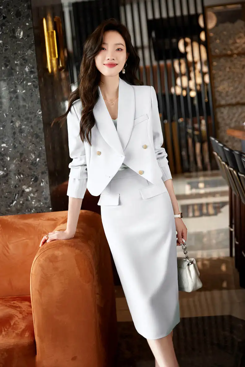 Elegant Women's Suit Korean 2023 New in Casual Blazer Skirt Short Sets Formal Business Office Ladies Jacket Skirt Matching Set