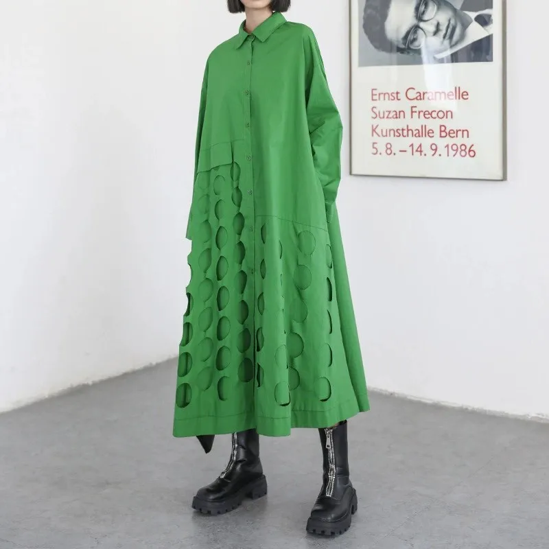 

Женское платье-рубашка с длинным рукавом, свободное Повседневное платье макси в японском стиле, модель 2023 на весну, 2939