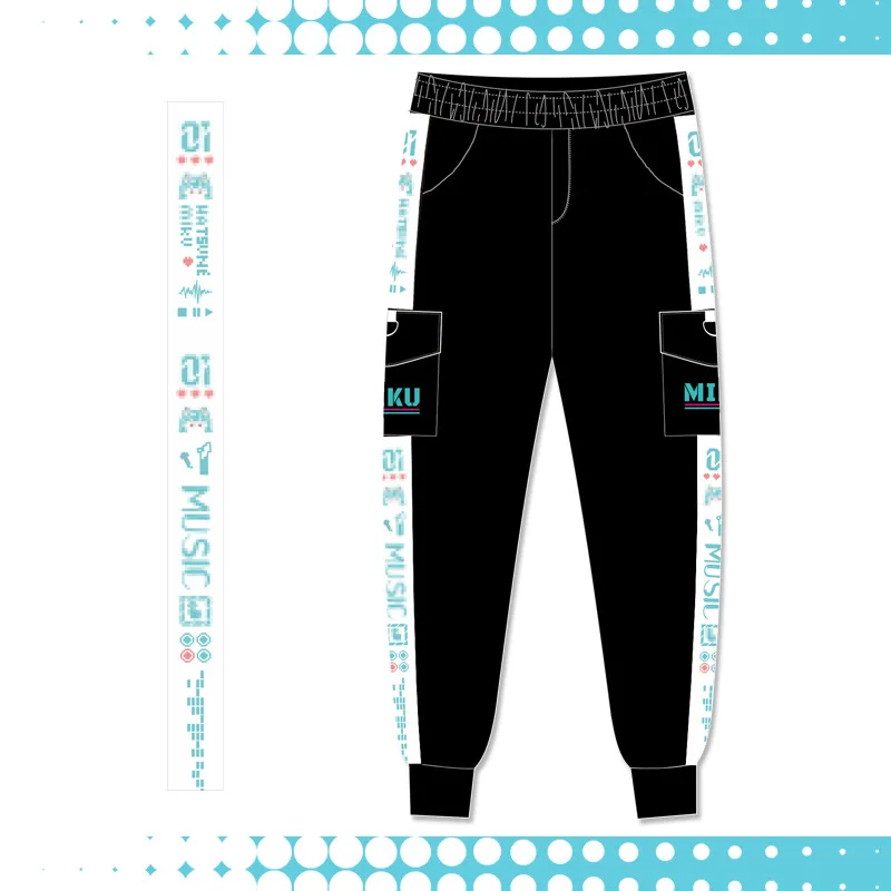 Новые горячие распродажи брюки Аниме Vocaloid Miku мужские женские хлопковые
