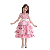 spring and summer new girls cake skirt multi layer printing childrens dress birthday dance party performance party festival