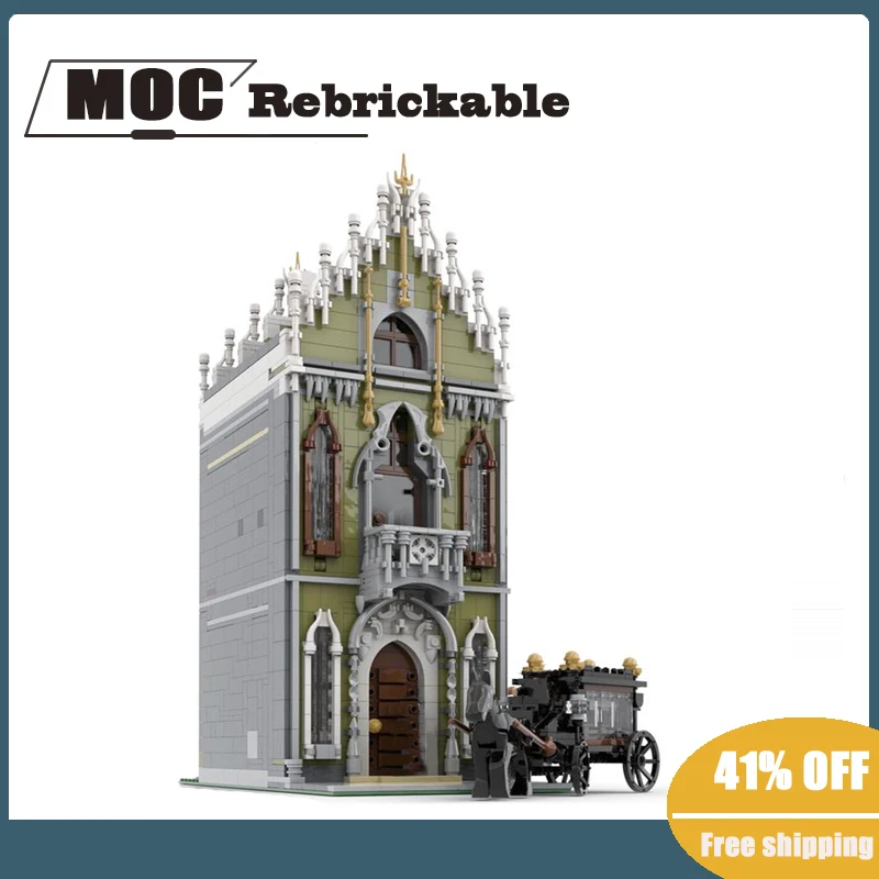 

New 2123PCS Hot Sale Street View Model Moc Modular Building Funeral Home Model Blocks DIY Children Toys Gift Christmas Blocks