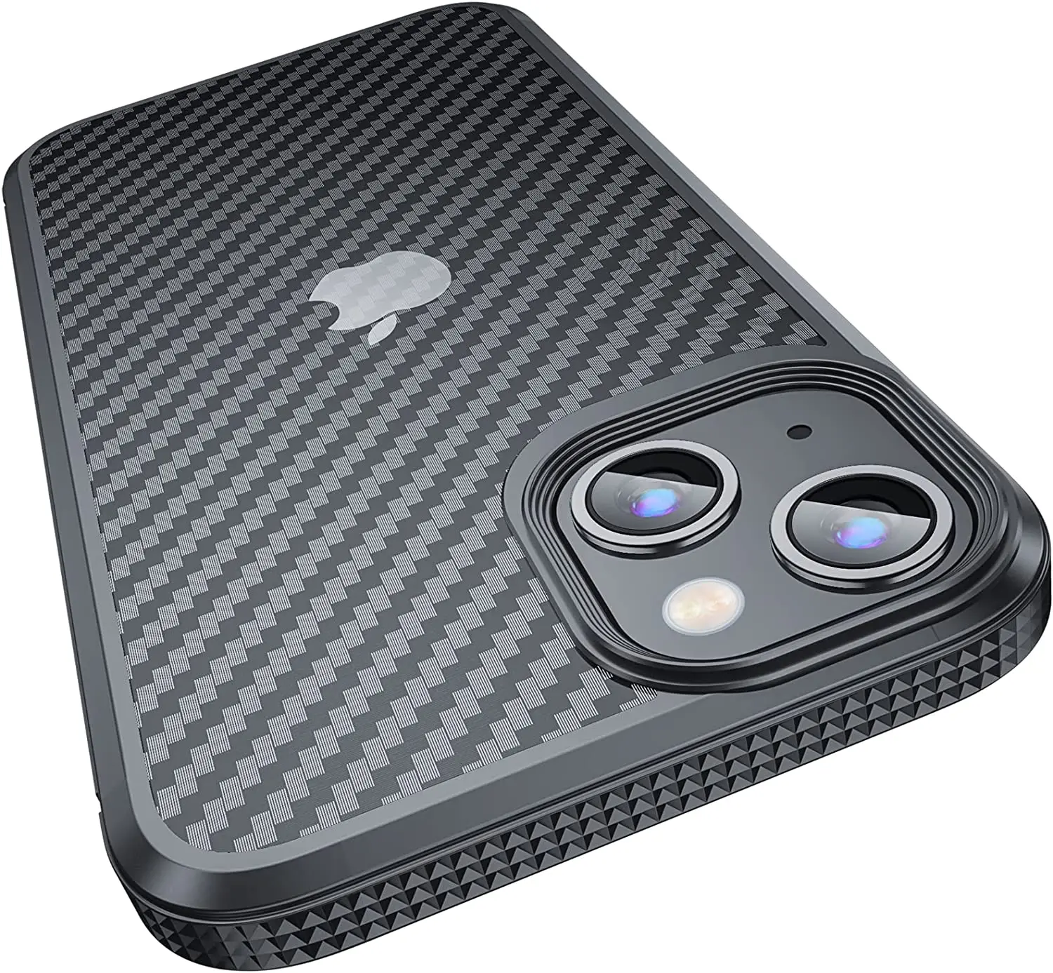 

For iPhone13 [Military Grade Drop Test] Slim Shock Resistant Scratch Resistant Carbon Fiber Rigid PC BackandSoft TPUBumper Edges