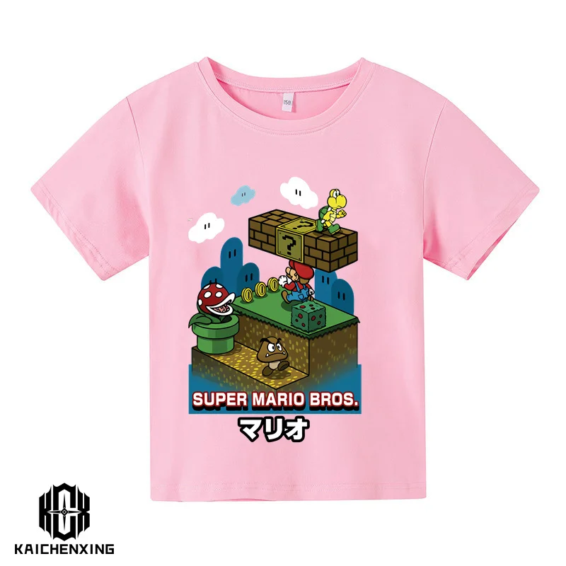 

Super Mario T-shirt for Kids Boys Girls Clothes Mario Bros Cartoon Figure Print Children Short Sleeve Tops Men Women Clothes