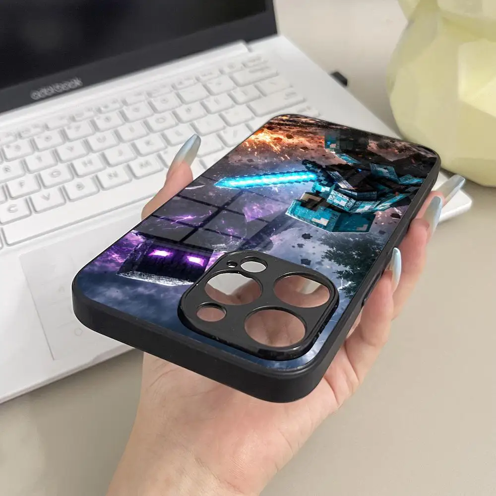 Фото Чехол для телефона M-Mines C-Craft Game из стекла для Samsung S25 S26 S24 S23 Ultra, iPhone 17 15 14 16 13 Pro Max Plus №5