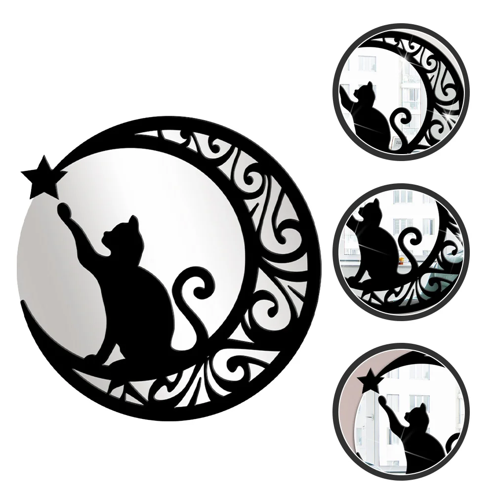 

Wall Mirror Moon Stickers Decal Sticker Cat Decor Acrylic Kids Star Nursery 3D Decals Room Decoration Removable Ceiling Stick
