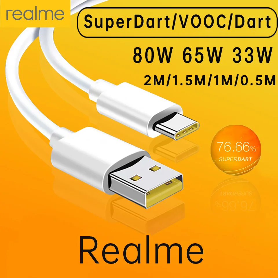 Realme Original Type C Cable Phone Cables 65w 80W 
