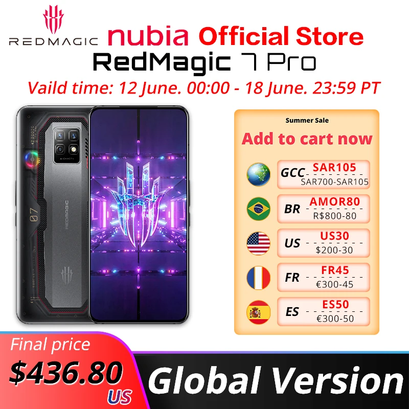 Nubia RedMagic 7 Pro 5G Gaming Phone  Global Version 6.8 inch 120Hz AMOLED Snapdragon 8 Gen 1 Octa Core 64MP Triple Camera NFC