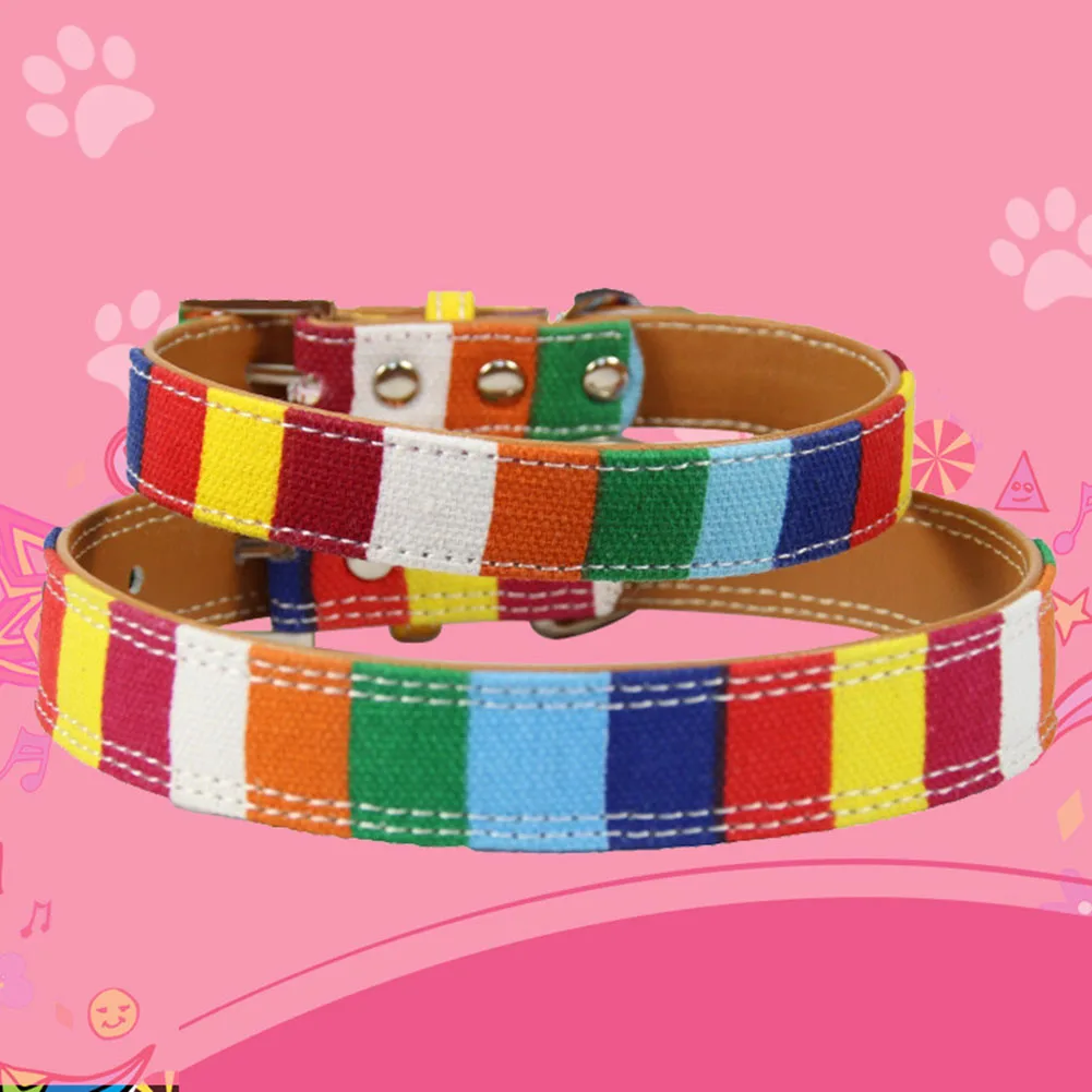 

Pet Product Cute Big Dog Collar Personalized Canvas&Leather Puppy Cat Necklace for Small Medium Large Dog Chihuahua Collars New