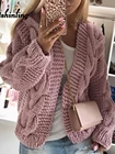 Кардиган женский вязаный, с длинными рукавами, Осень-зима