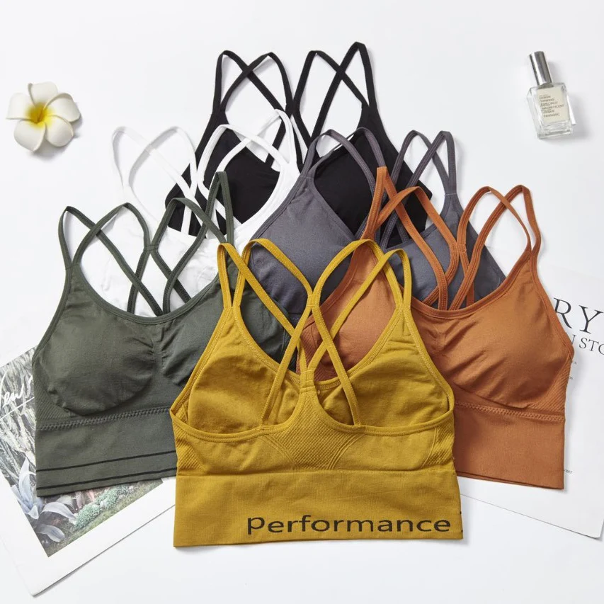 

Women Crop Tops Sexy Underwear Sports Cotton Beauty Back Tank Top Cross Straps Vest Padded Lingerie Girls Corset Camisole #F