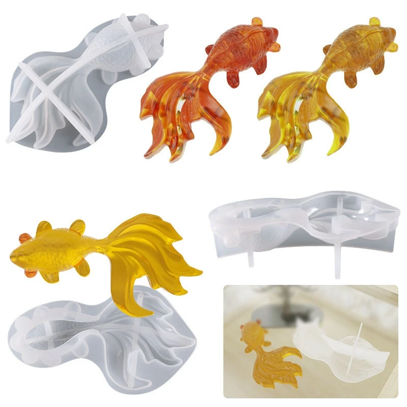 

DIY Crystal Epoxy Resin Mold Irregular Large Goldfish Table Jewelry Silicone Mould
