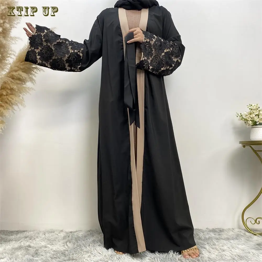 

Ramadan Eid Mubarak Lace Open Abaya Kimono Dubai Turkey Islam Clothing Kaftan Muslim Dress Abayas Women Robe Femme Musulmanea
