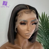 silk base full lace human hair wigs brazilian remy short straight bob wig glueless pre plucked 1 color for women luffy