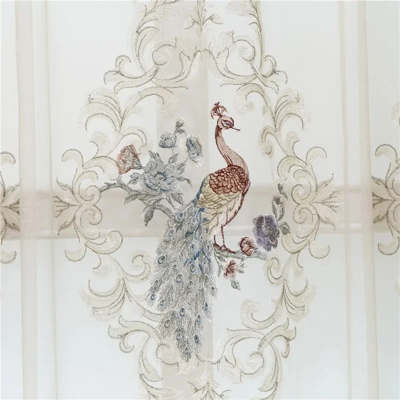 Шторы HQYQJJHYR синие 3D Павлин