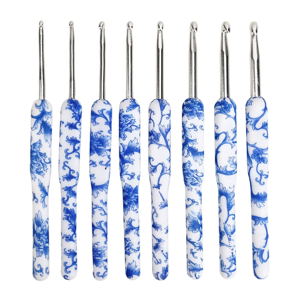 

8pcs 2.5-6mm Rubber Handle Crochet Hooks Needles Knit Weave Craft Yarn Sewing Tools Crochet Knitting Needles Sewing Tool