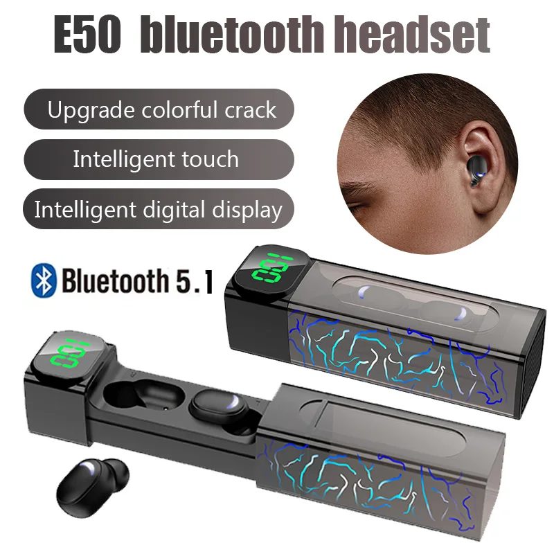 

E50 TWS Gaming Wireless Headphones Bluetooth 5.1 Earphones HiFi Headset Noise Reduction Gamer Earbuds With Mic For Smartphones