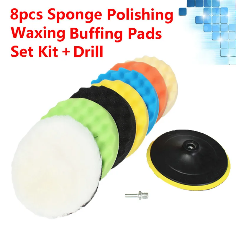 

8Pcs 178mm Gross Polishing Buffing Pad Kit For Car Polishing With Drill Adapter 7 inch Polisher Pads Buffing Adhesive Backer Pad