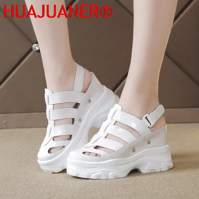 

2022 Summer New Waterproof Platform Baotou Sandals Women's Increased Sponge Cake Thick High Heel Women's Wedges Shoes
