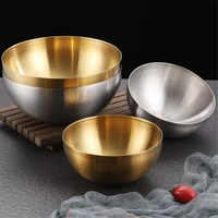 golden salad bowl stainless steel noodle bowls household fruit dishes soups pot kitchen tableware