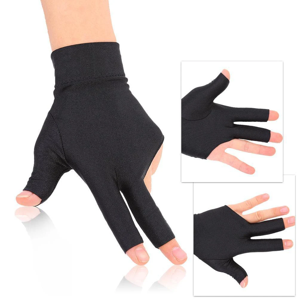 

1Pcs Three Fingers Full-Finger Snooker Pool Cue Billiard Glove For Left Hand Lycra Fabrics Embroidery Billiard Accessories