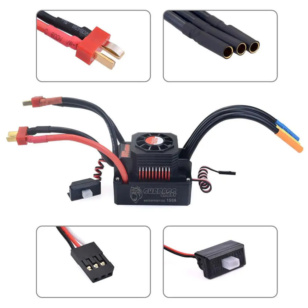 Surpass Hobby Waterproof Sensoreless Brushless ESC 150A Speed Controller for 1/8 RC Car Buggy Z406 Wltoys Axial Redcat enlarge