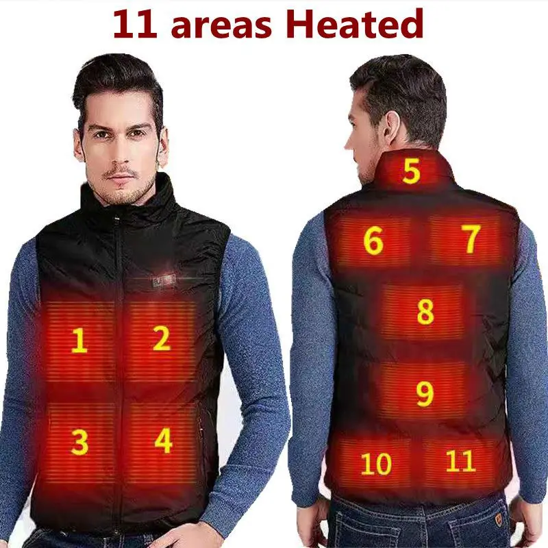 Double switch 11 pieces heating suit intelligent heating vest Thermal clothing USB charging electric vest coat