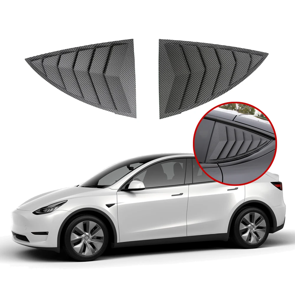 

Rear Triangular Shutters For Tesla Model Y 2021 Car Window Cover Carbon Fiber Style Sticker Panel Refit Protection Decoration