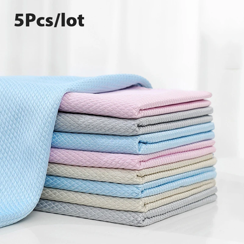 

5pcs 25*25cm NanoScale Streak-Free Miracle Cleaning Cloths Reusable Easy Clean Home Kitchen Supplies Cleaning Towels