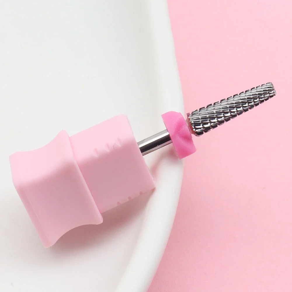 1pc Pink Multi-Function 5-In-1 Tungsten Carbide Nail Drill Bits Tapered Milling Cutters For Gel And Acrylic Removal