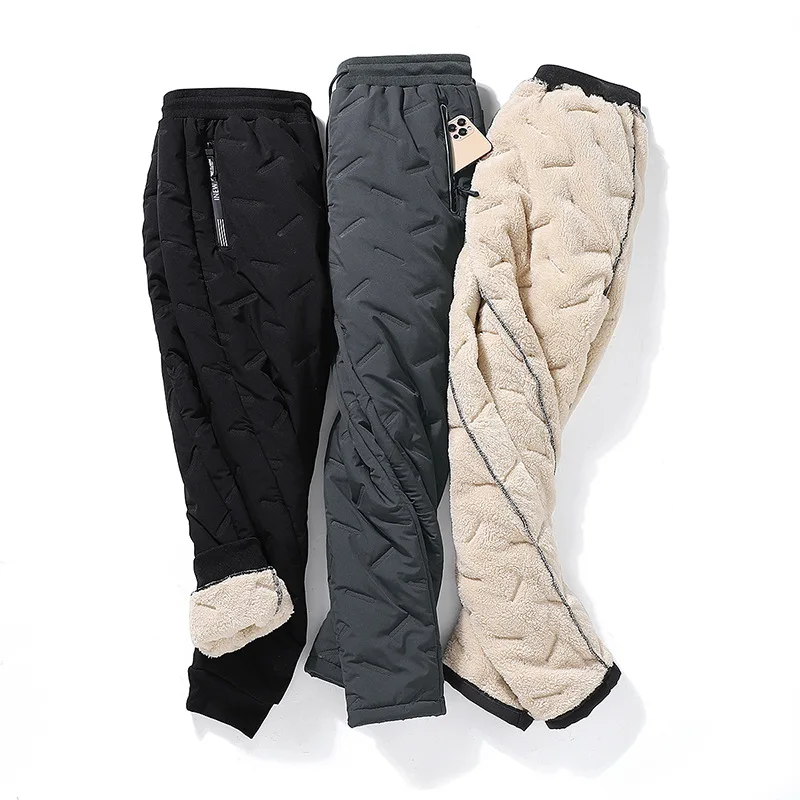 

2022 Winter Men Thicken Fleece Sweatpants Joggers Running Pants Velvet Cotton Warm Male Water Proof Thermal Trousers Plus Size